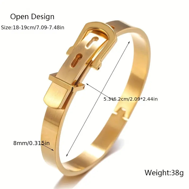 Adjustable Titanium Steel Belt Buckle Bracelet - European & American Fashion Trend for Men