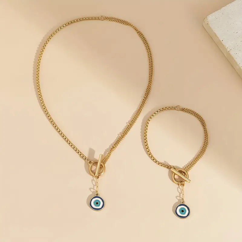 Gorgeous evil eye Bracelet & Necklace Set - Perfect for Any Occasion
