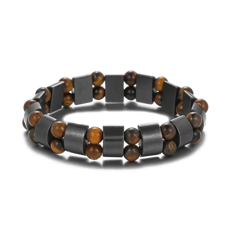 Hand Of Tiger Eye & Hematite Charm Bracelets, Natural Energy Stone Bracelet Jewelry