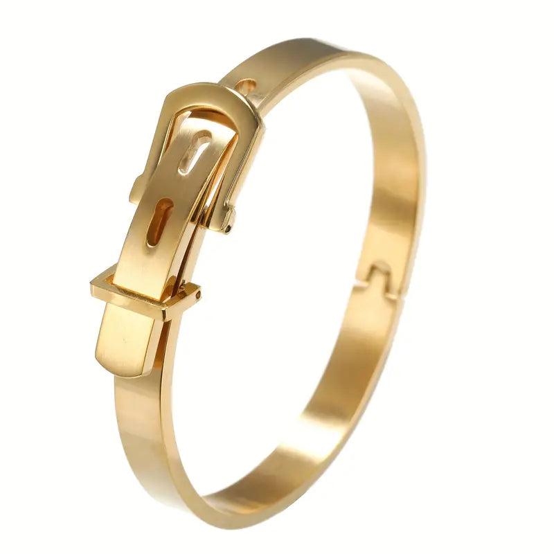 Adjustable Titanium Steel Belt Buckle Bracelet - European & American Fashion Trend for Men