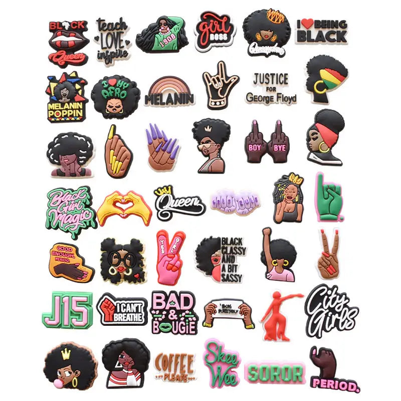 Black Girl Shoe Charms: