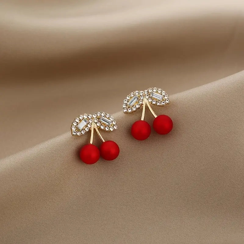 Gorgeous Red Cherry Pearl Stud Earrings - A Perfect Gift for the Special Person in Your Life!