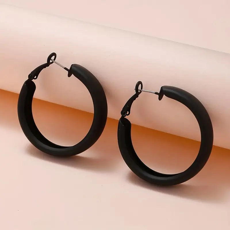 Black Chunky Hoop Earrings