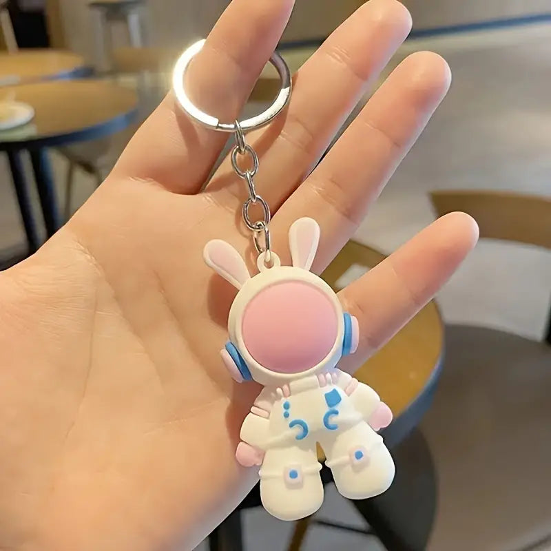 Multicolor 3D Soft Rubber Creative Space Rabbit Bunny Keychain Key Chain