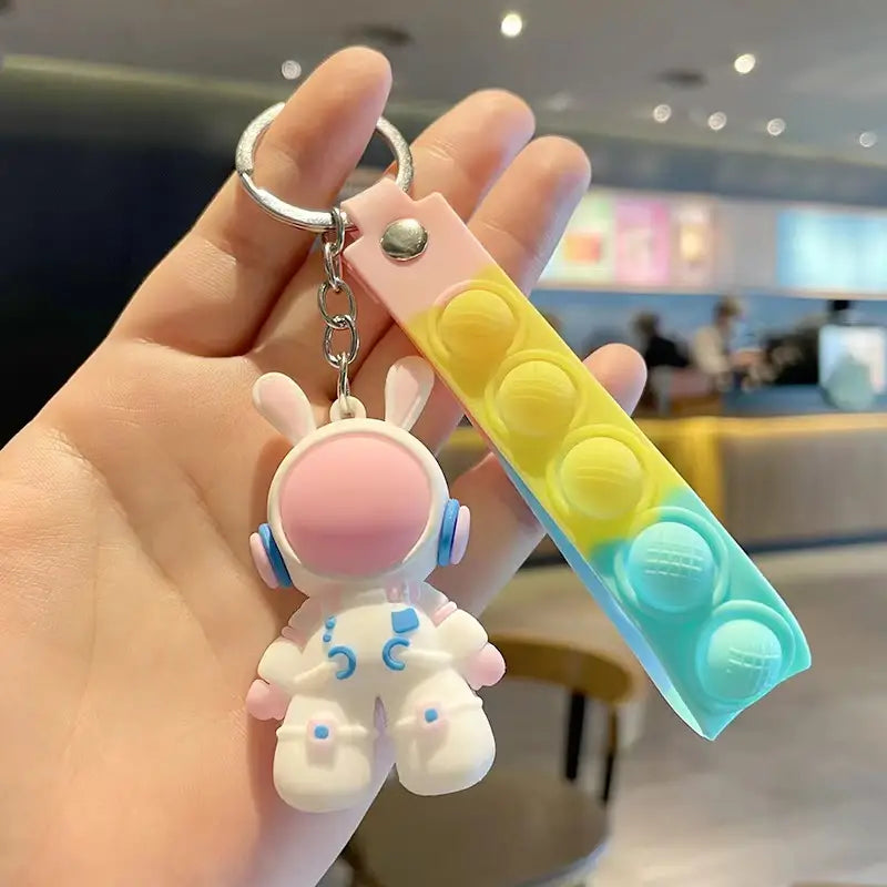 Multicolor 3D Soft Rubber Creative Space Rabbit Bunny Keychain Key Chain