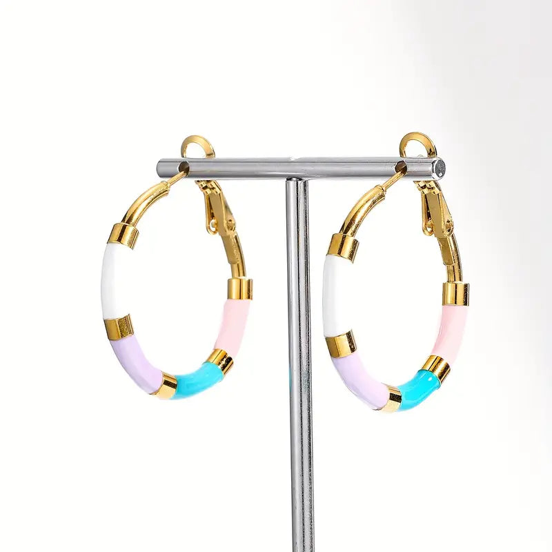 Elegant Minimalist Style Enamel Hoop