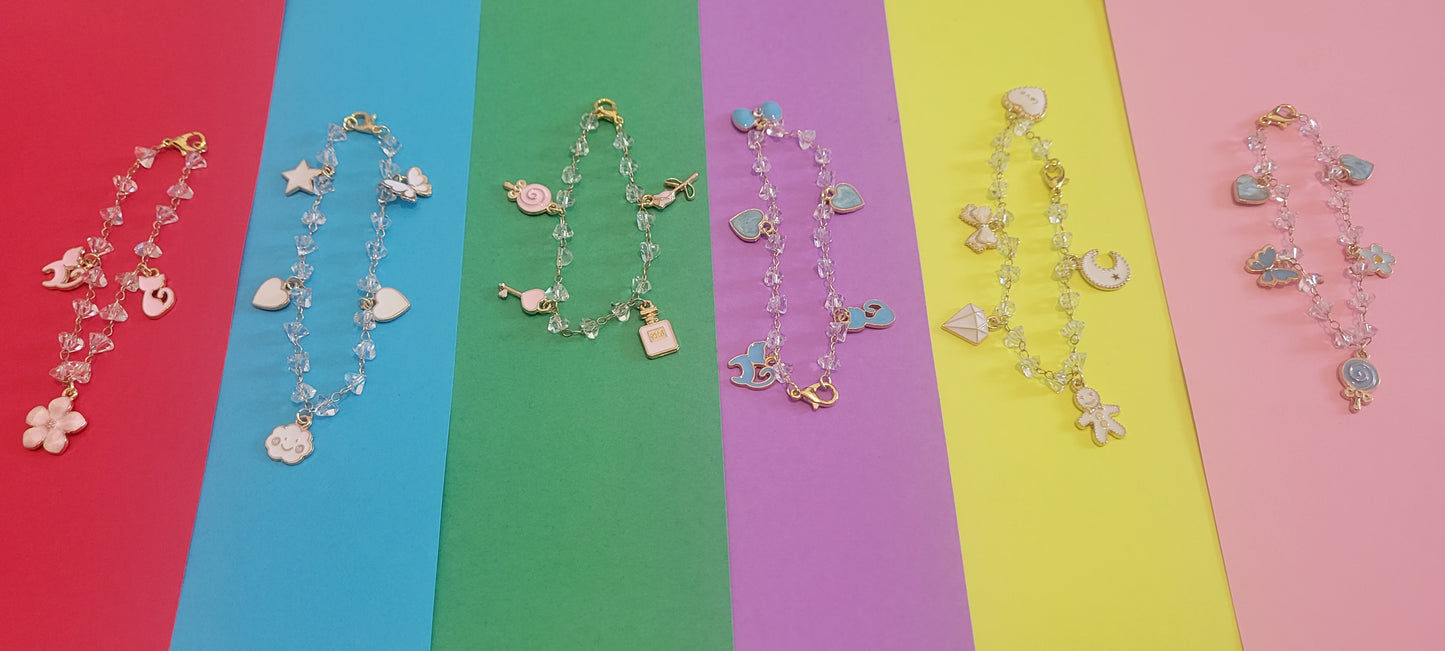 Glass bead and charmed Bracelets