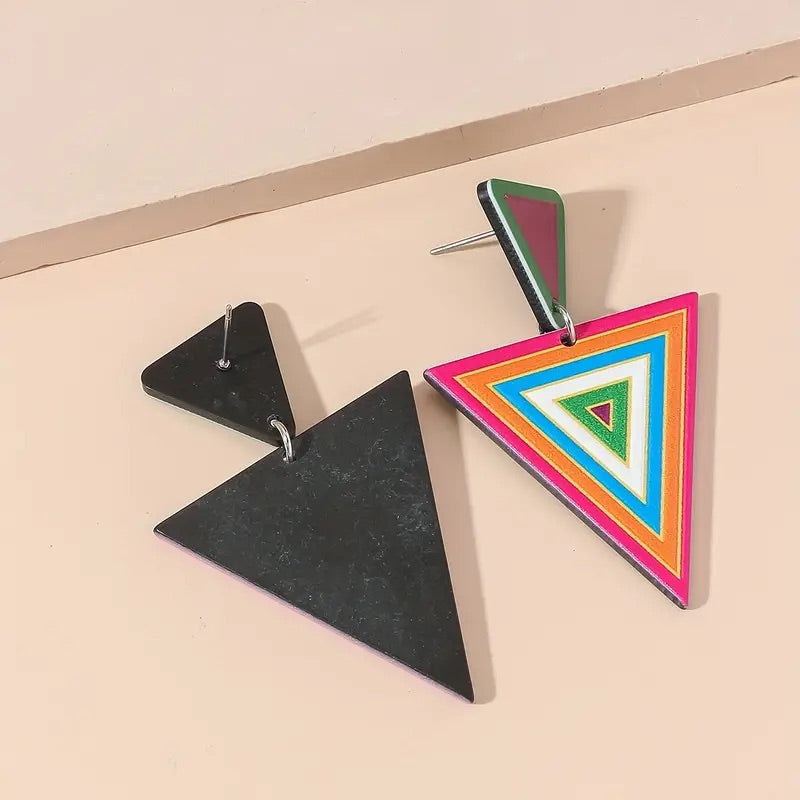 Colorful Geometric triangle earring