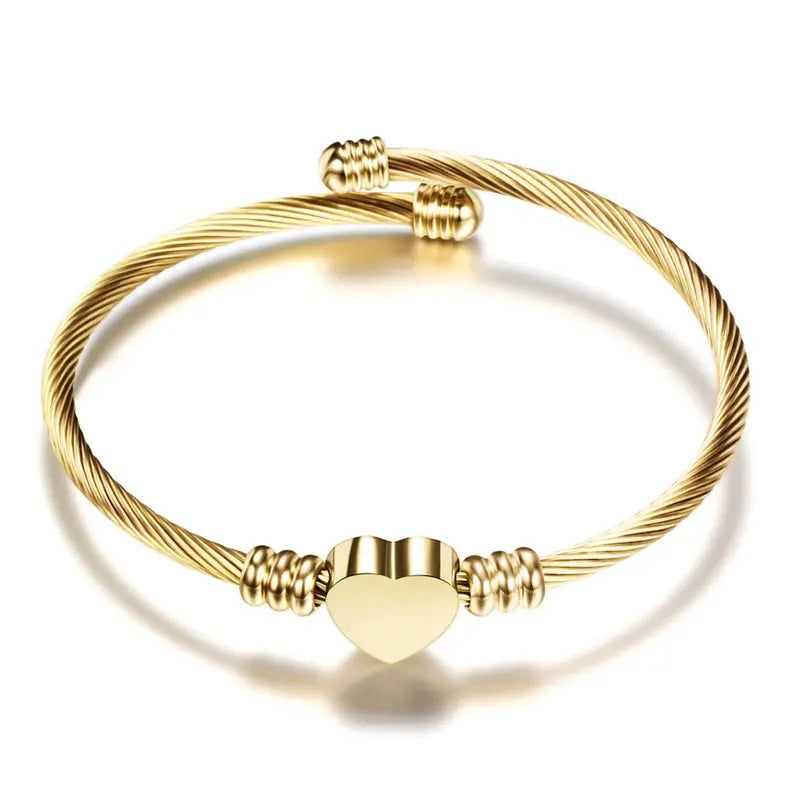 Stainless Steel Wire Braided Bracelet Cable Wire Titanium Steel Heart