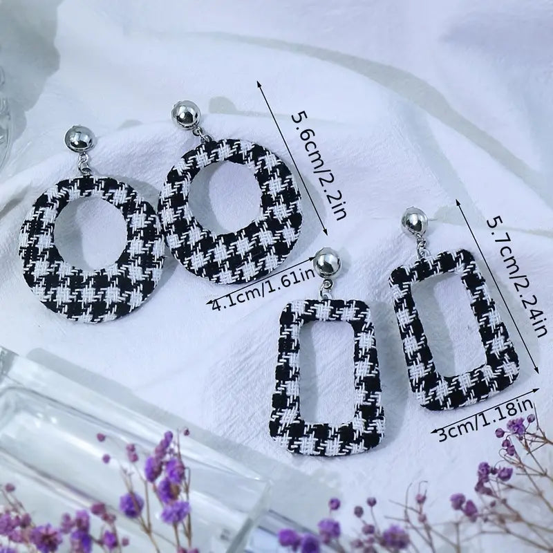 Women's Black And White Drop Dangle Earrings