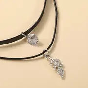 Multilayer Rhinestone Leaf Necklace